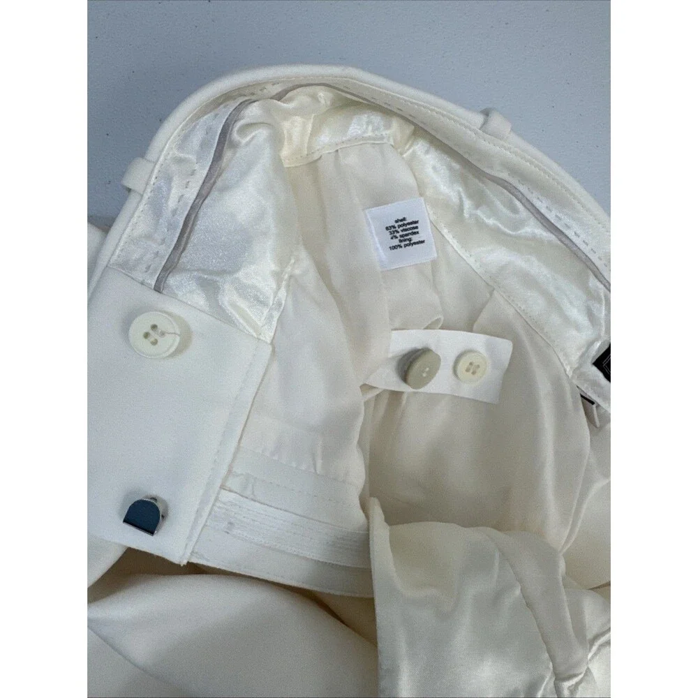 LTD White Wide Leg Sailor Pants Fully Lined Decorative Buttons Size 0 / W30 - Picture 6 of 16